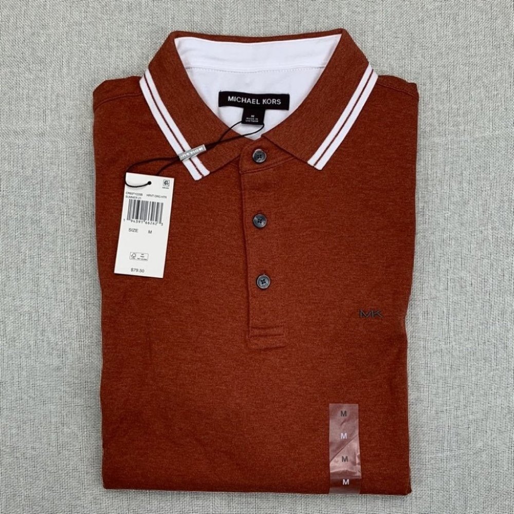 Michael Kors Mens Liquid Cotton Greenwich cotton Polo red Shirt size M